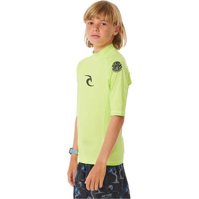 2024 Rip Curl Chicos Brand Wave UPF Chaleco De Lycra De Manga Corta 121BRV - Lime